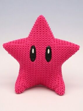🌟 3D Printed Knitted Super Mario Super Star 5” - Magenta NEW